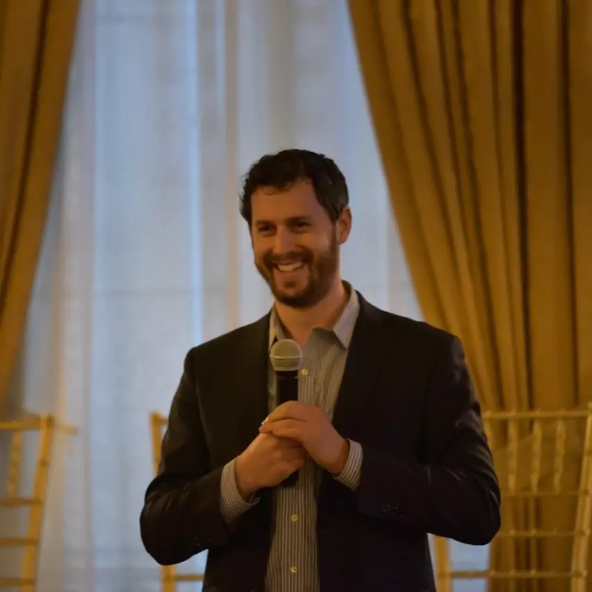 Brendan Burns speaking at an event